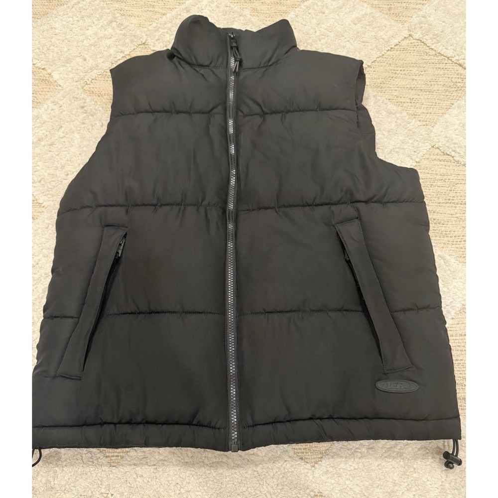 AEROPOSTALE Black Quilted Heavyweight Puffer Vest Full Zip Size Small